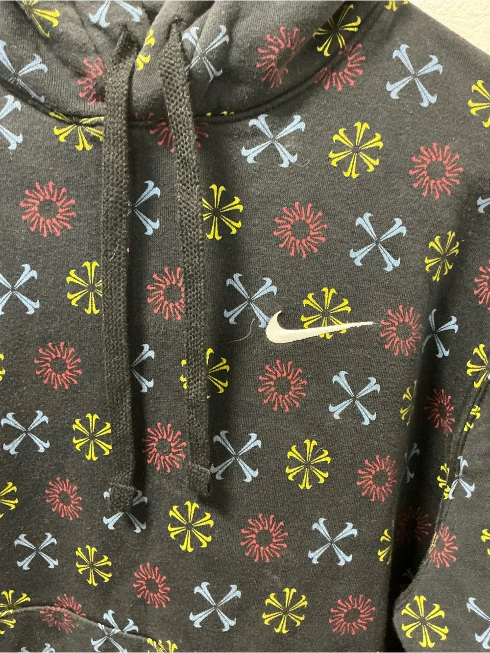 Nike Black Crewneck Hoodie with Multicolor Graphic Print